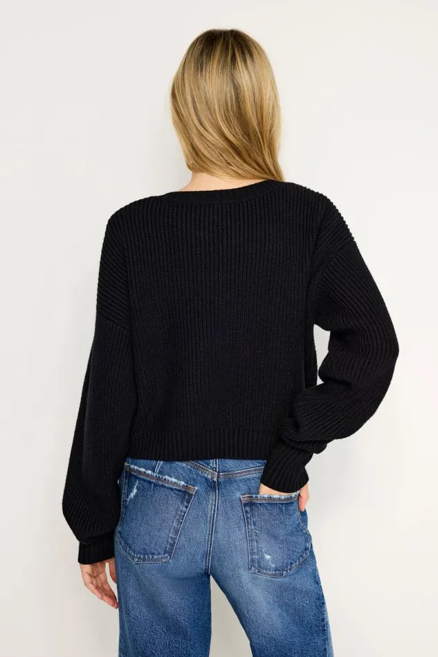 Women GOOD AMERICAN Sweaters COZY DEEP VSWEATER Black001
