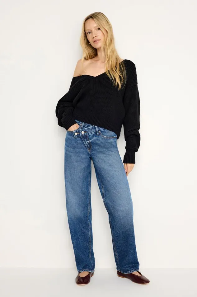 Women GOOD AMERICAN Sweaters COZY DEEP VSWEATER Black001