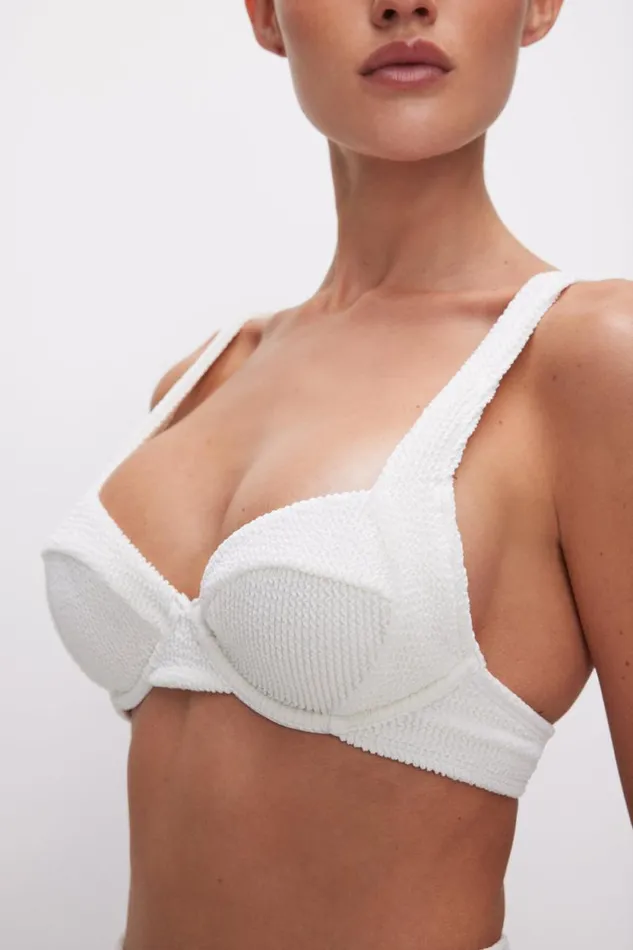 Women GOOD AMERICAN Swim ALWAYS FITS DEMI BIKINITOP Cloud White001
