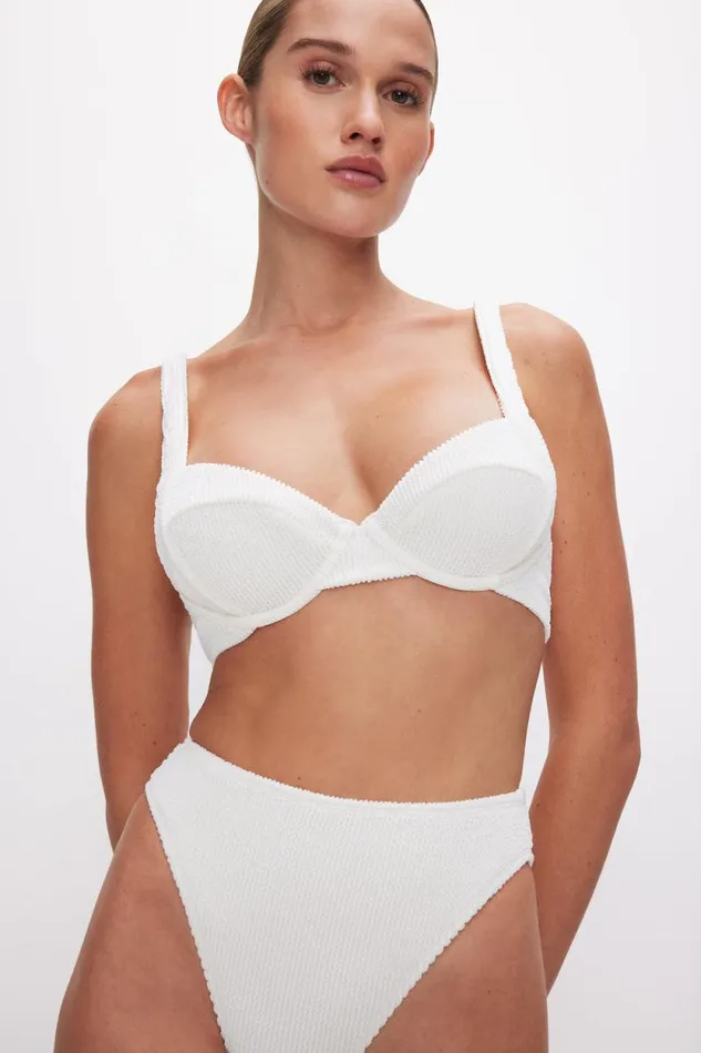 Women GOOD AMERICAN Swim ALWAYS FITS DEMI BIKINITOP Cloud White001