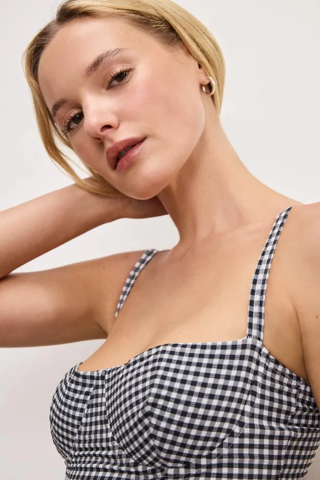 Women GOOD AMERICAN Swim SQUARE NECKSWIMSUIT Black Gingham007 Women GOOD AMERICAN Swim SQUARE NECKSWIMSUIT Black Gingham007