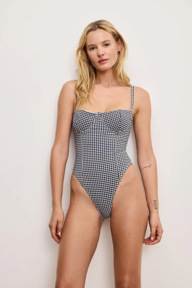 Women GOOD AMERICAN Swim SQUARE NECKSWIMSUIT Black Gingham007 Women GOOD AMERICAN Swim SQUARE NECKSWIMSUIT Black Gingham007