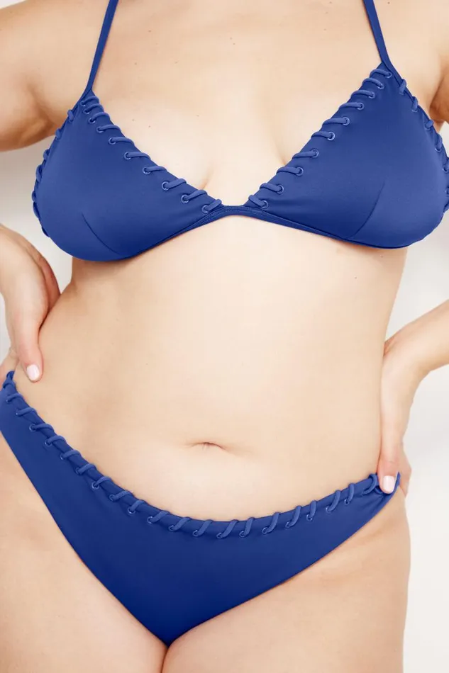 Women GOOD AMERICAN Swim WHIP STITCH COMPRESSION BIKINIBRIEF Capri Blue004
