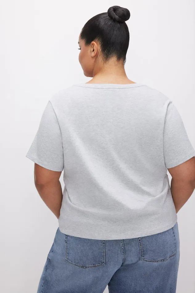 Women GOOD AMERICAN Tops COTTON CLASSIC VNECKTEE Heather Grey001