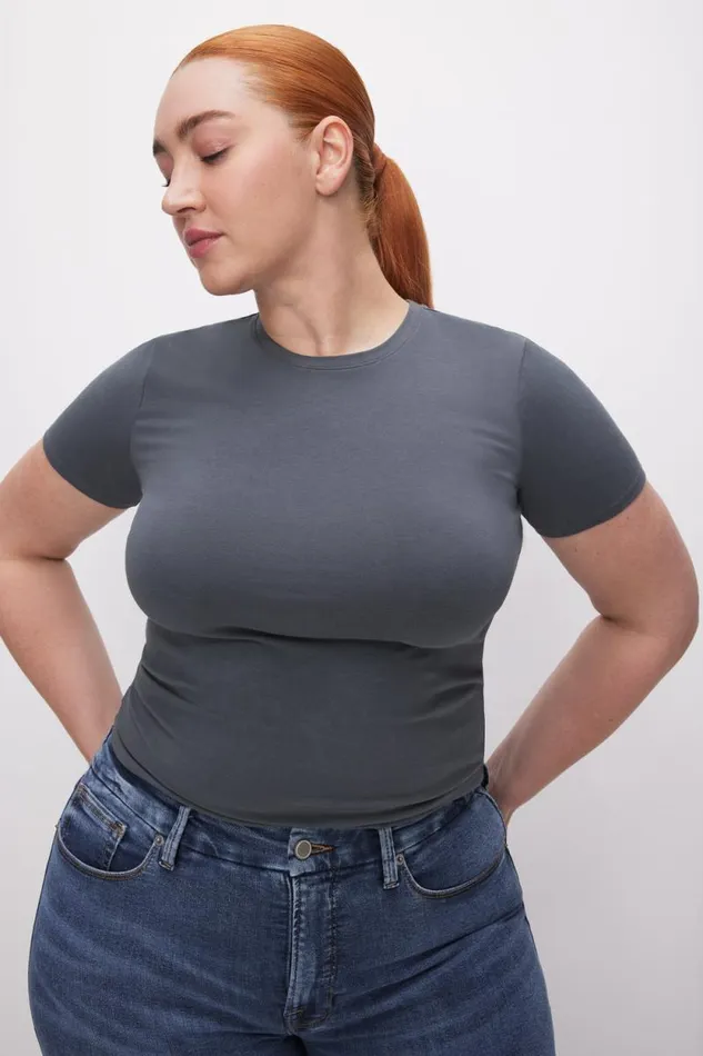 Women GOOD AMERICAN Tops SUPER STRETCH BABYTEE Carbon003