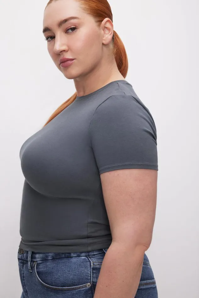 Women GOOD AMERICAN Tops SUPER STRETCH BABYTEE Carbon003