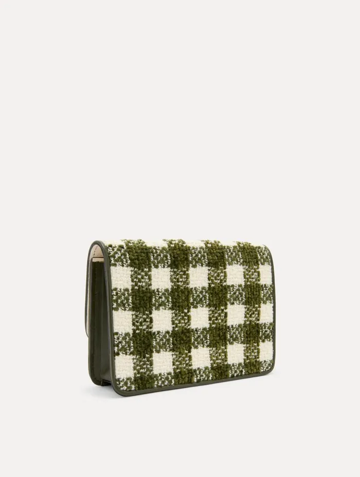 Women Handbags Oscar De La Renta Chenille Check Tweed O Pochette Ivory Olive Women Handbags Oscar De La Renta Chenille Check Tweed O Pochette Ivory Olive
