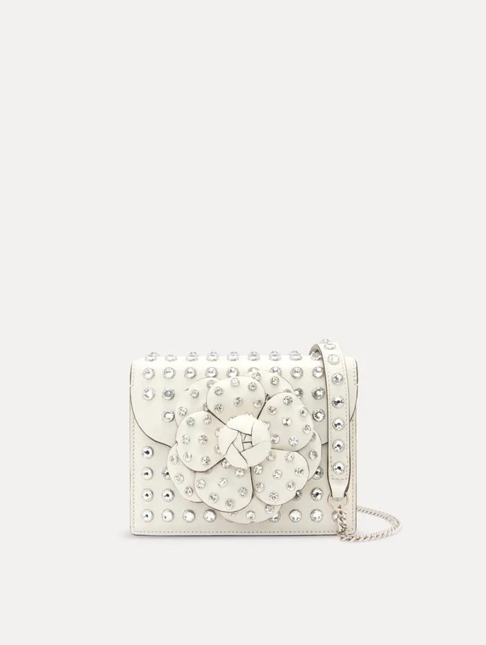 Women Handbags Oscar De La Renta Crystal Stud Mini TRO Bag Ivory