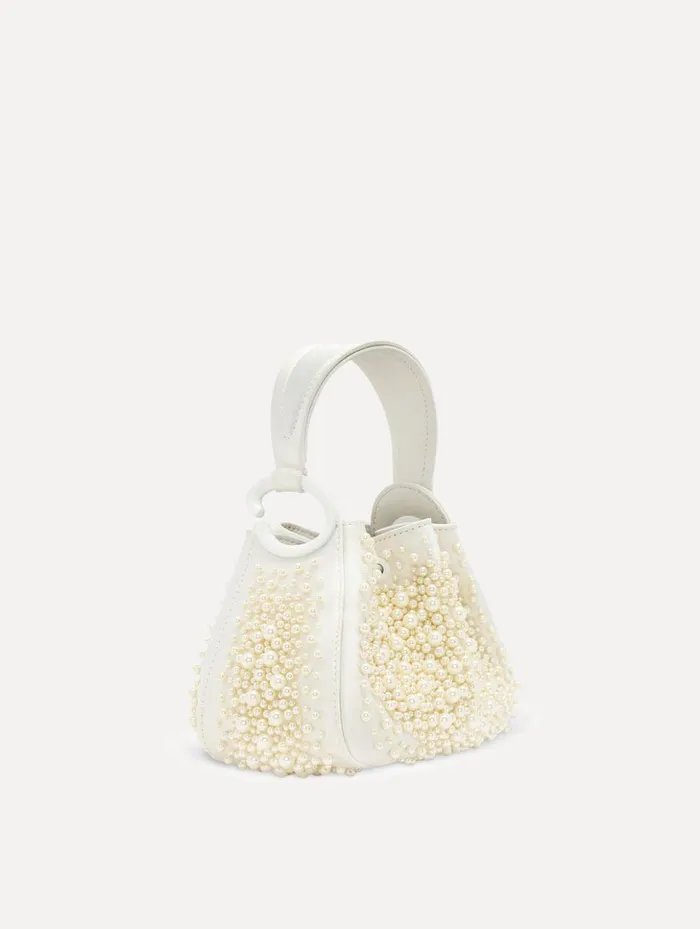 Women Handbags Oscar De La Renta Nano Pearl Embroidered O Handle Bag Pearl