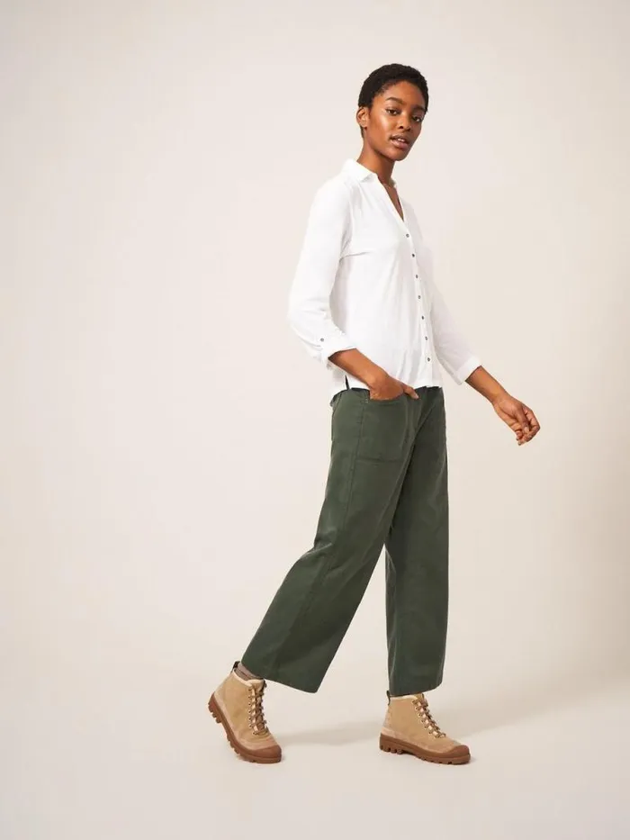 Women Harper Wide Leg Trouser Dark Green White Stuff Trousers
