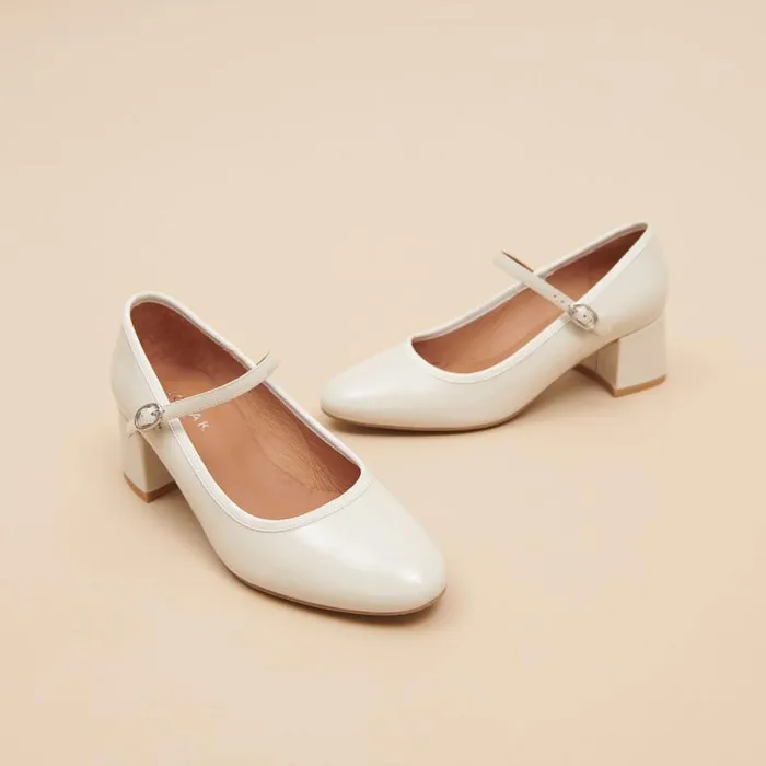 Women Heeled Babies Ecru JONAK Babies Saloms