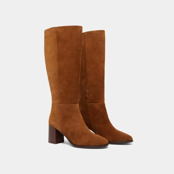 Women Heeled Boots With Rounded Toes Cognac JONAK Boots Thighhigh Boots Women Heeled Boots With Rounded Toes Cognac JONAK Boots Thighhigh Boots
