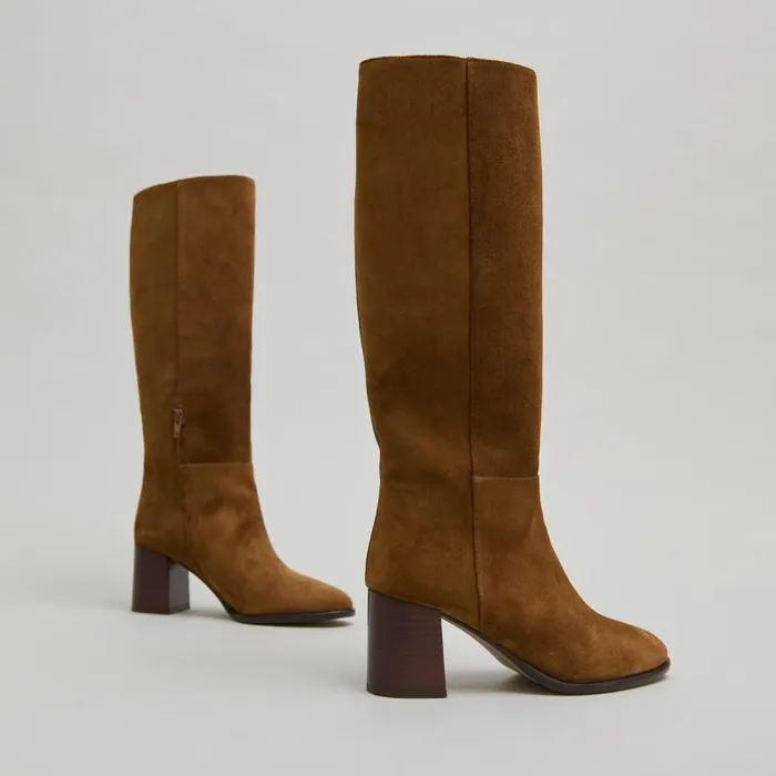 Women Heeled Boots With Rounded Toes Cognac JONAK Boots Thighhigh Boots Women Heeled Boots With Rounded Toes Cognac JONAK Boots Thighhigh Boots
