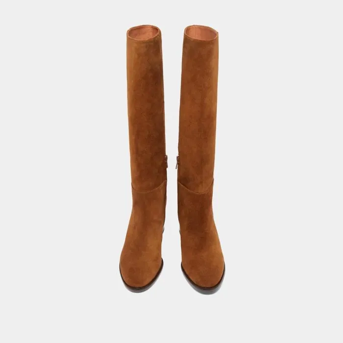 Women Heeled Boots With Rounded Toes Cognac JONAK Boots Thighhigh Boots Women Heeled Boots With Rounded Toes Cognac JONAK Boots Thighhigh Boots