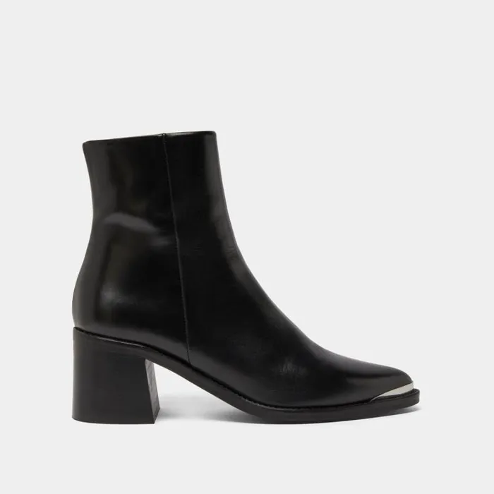 Women Heeled Boots With Silver Toe Cap Black JONAK Ankle Boots Lowboots