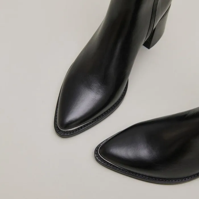 Women Heeled Boots With Silver Toe Cap Black JONAK Ankle Boots Lowboots
