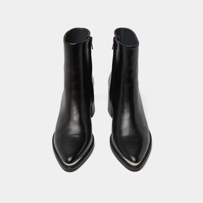 Women Heeled Boots With Silver Toe Cap Black JONAK Ankle Boots Lowboots