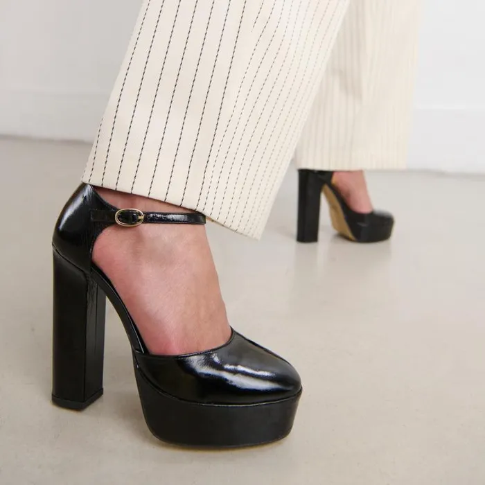 Women Heeled Mary Jane And Platforms Black JONAK Babies Saloms