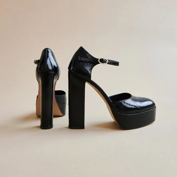 Women Heeled Mary Jane And Platforms Black JONAK Babies Saloms