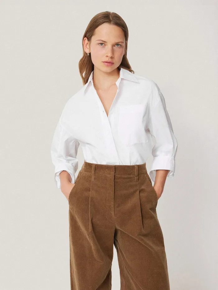 Women Heritage Cotton Relaxed Shirt White Jigsaw Shirts and Tops