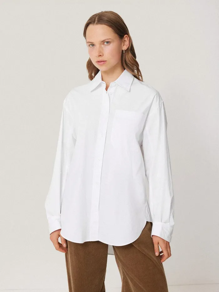 Women Heritage Cotton Relaxed Shirt White Jigsaw Shirts and Tops