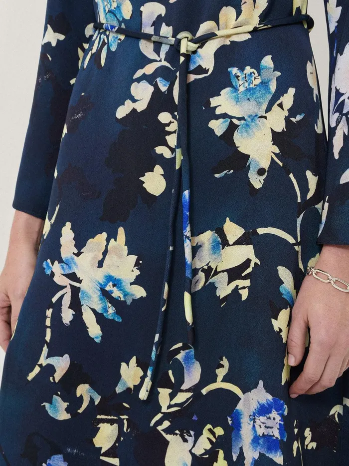 Women Hidden Floral Satin Dress Navy Jigsaw Dresses and Jumpsuits