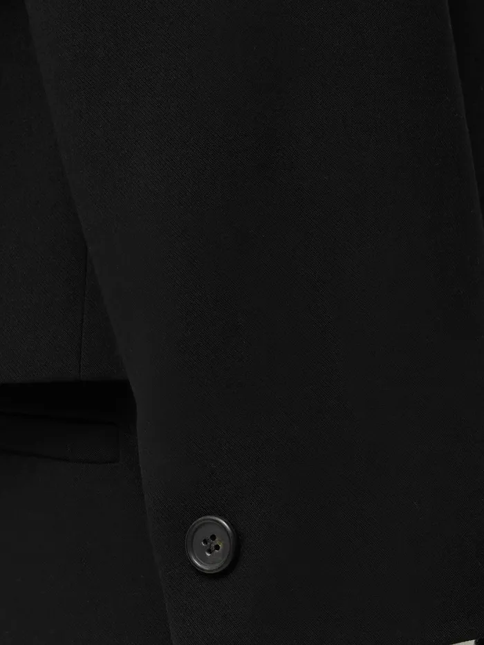 Women Italian Modern Crepe Short Jacket Black Jigsaw Coats and Jackets