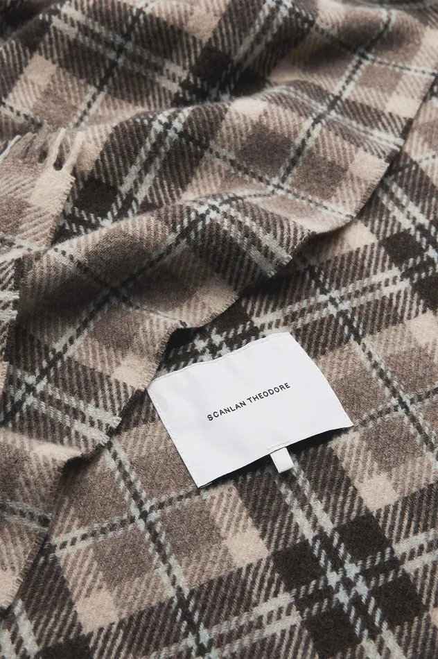Women ITALIAN PLAID SCARF GREY Knitwear Scanlan Theodore Women ITALIAN PLAID SCARF GREY Knitwear Scanlan Theodore
