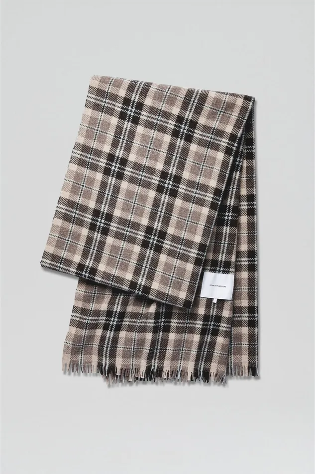 Women ITALIAN PLAID SCARF GREY Knitwear Scanlan Theodore Women ITALIAN PLAID SCARF GREY Knitwear Scanlan Theodore