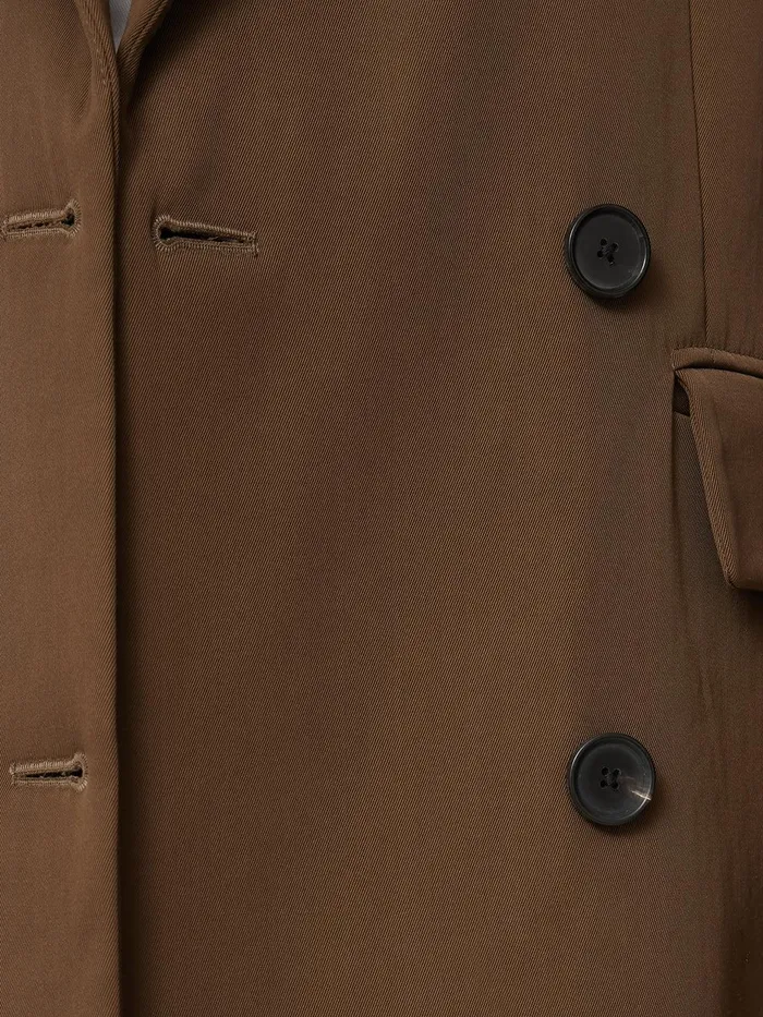Women Italian Twill Oversized Coat Brown Jigsaw Coats and Jackets