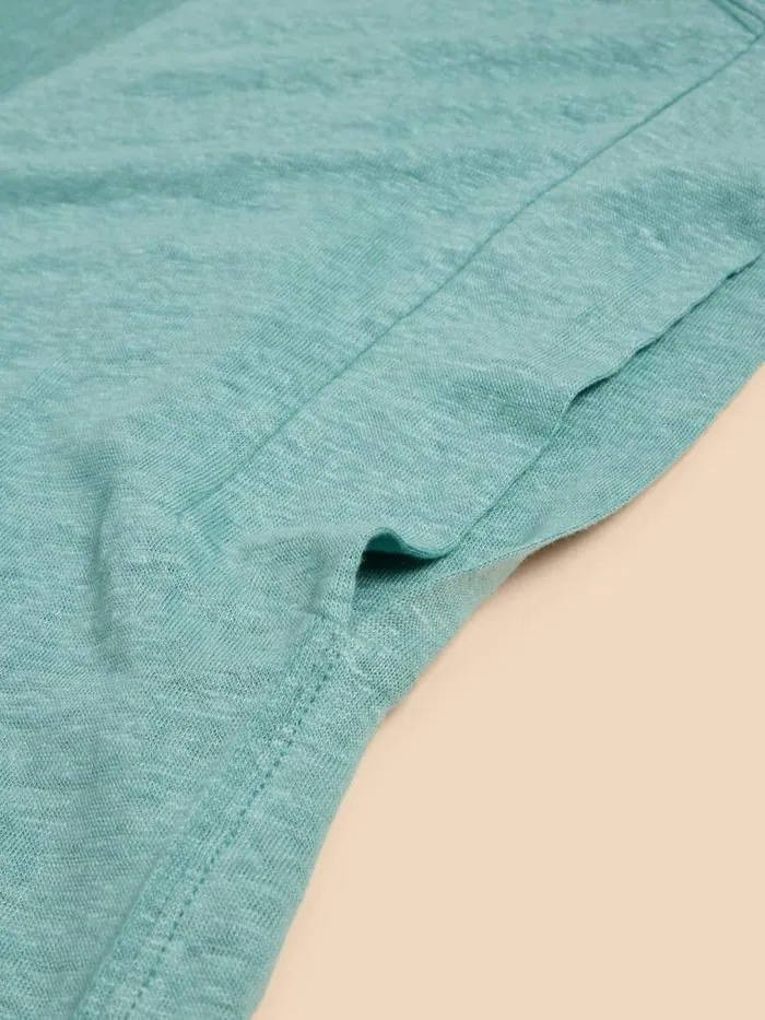 Women IVY V NECK LINEN TEE Mid Teal White Stuff Tops and Tees