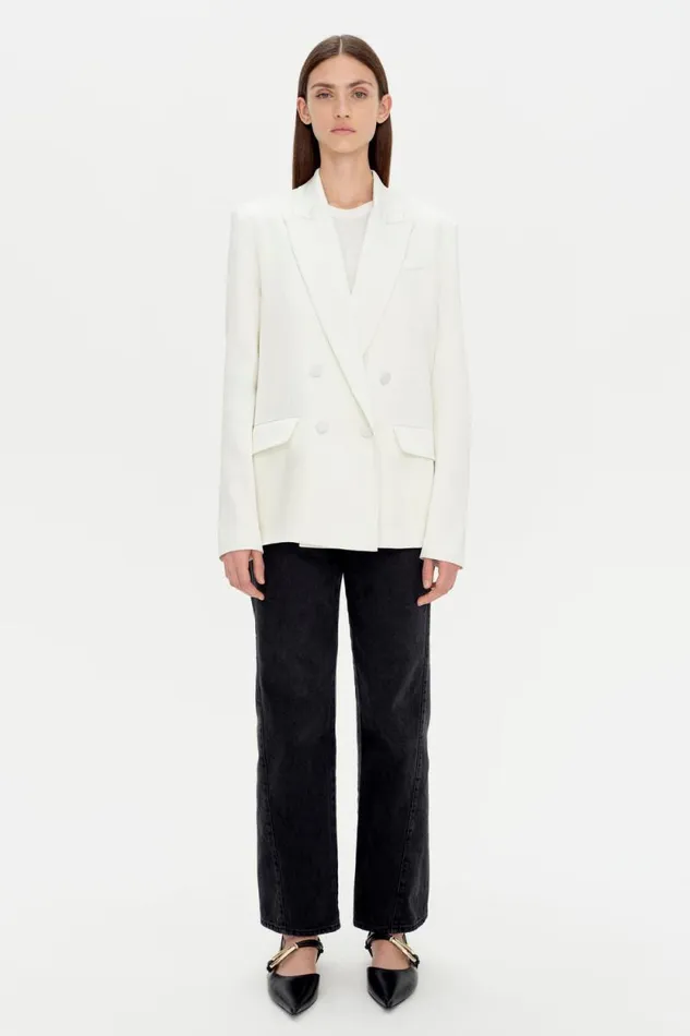 Women Jackets and Coats Jonathan Simkhai Norah Blazer Ivory Double Breasted Blazer