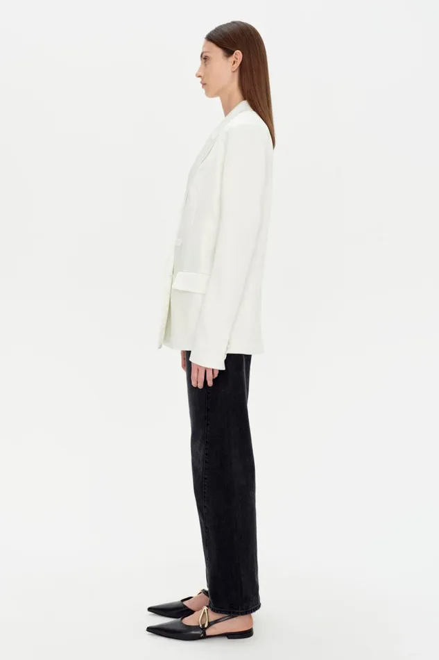 Women Jackets and Coats Jonathan Simkhai Norah Blazer Ivory Double Breasted Blazer