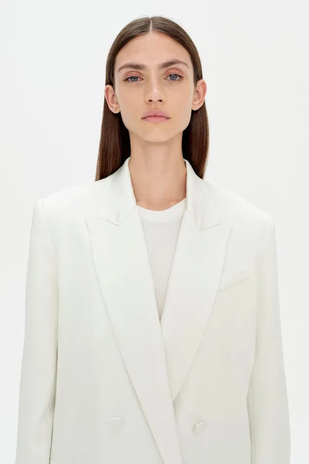 Women Jackets and Coats Jonathan Simkhai Norah Blazer Ivory Double Breasted Blazer