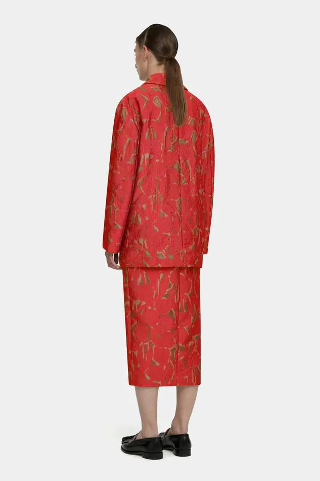 Women Jackets And Coats Emilia Wickstead Sophica Red on Beige Embellished Wool Jacket Women Jackets And Coats Emilia Wickstead Sophica Red on Beige Embellished Wool Jacket