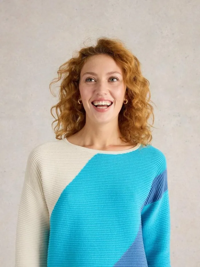 Women JANA ABSTRACT JUMPER Bright Blue White Stuff Knitwear