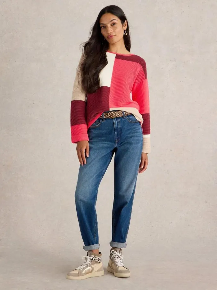 Women JANA COLOURBLOCK JUMPER Plum Multi White Stuff Knitwear