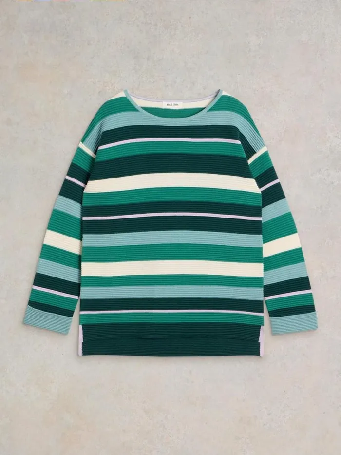 Women JANA STRIPED JUMPER Green Multi White Stuff Knitwear
