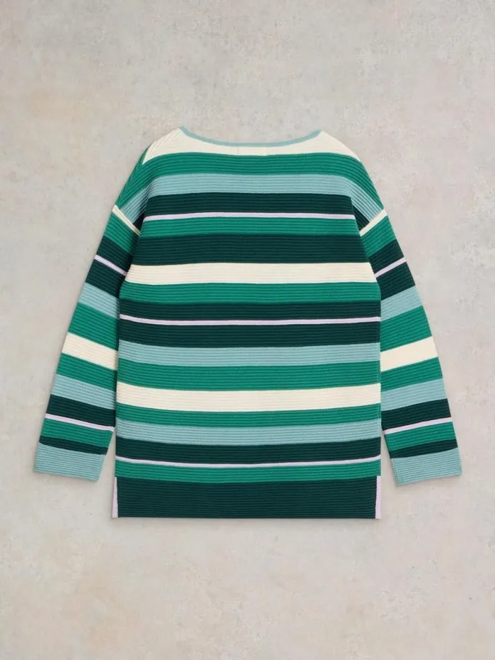 Women JANA STRIPED JUMPER Green Multi White Stuff Knitwear