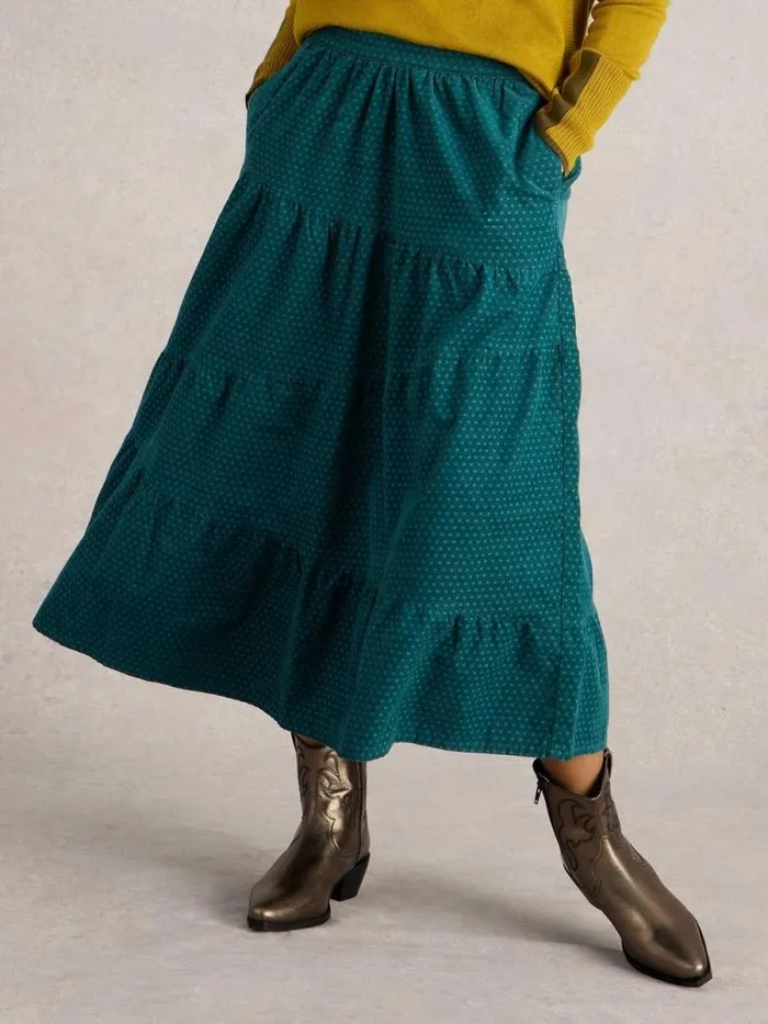 Women Jenna Cord Tiered Skirt Dark Green White Stuff Skirts Women Jenna Cord Tiered Skirt Dark Green White Stuff Skirts