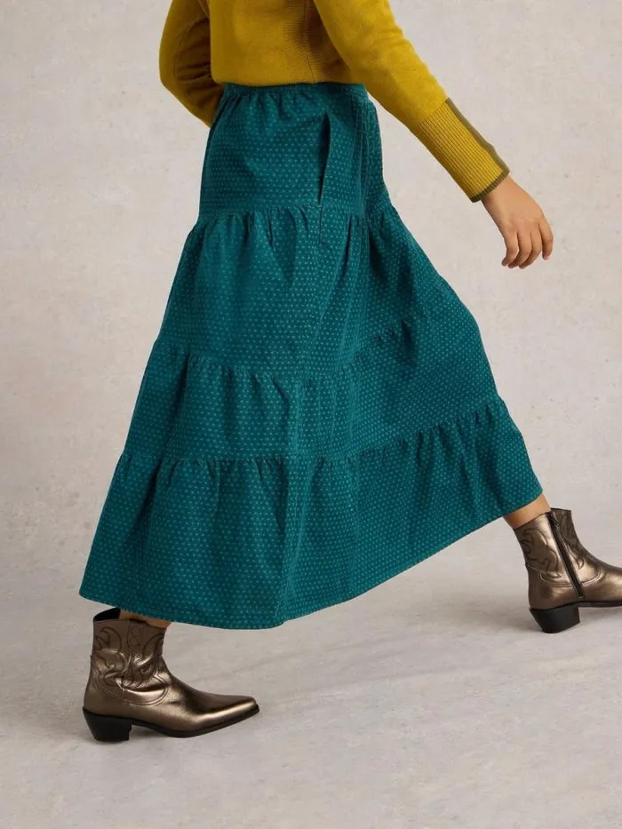 Women Jenna Cord Tiered Skirt Dark Green White Stuff Skirts Women Jenna Cord Tiered Skirt Dark Green White Stuff Skirts