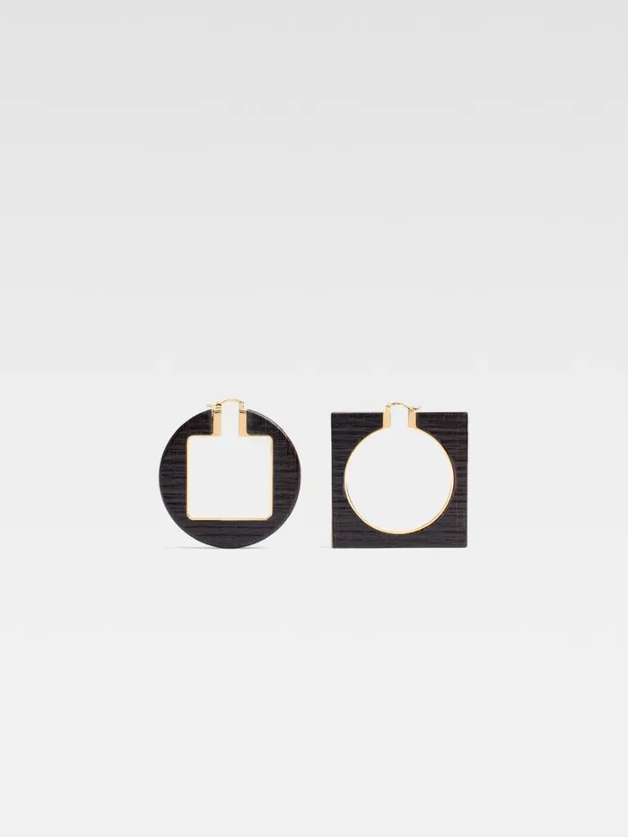 Women Jewellery JACQUEMUS The Rond Carr Hoops Earrings Gold Brown