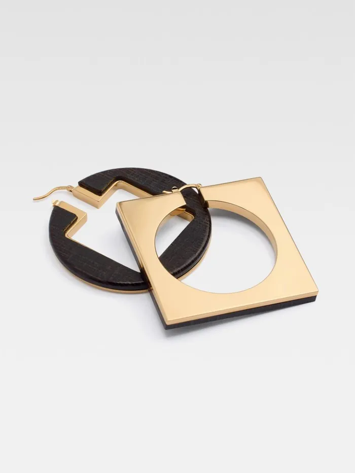 Women Jewellery JACQUEMUS The Rond Carr Hoops Earrings Gold Brown