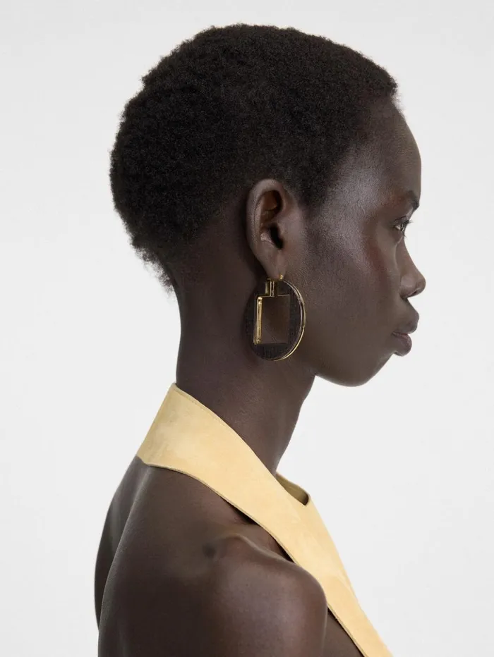 Women Jewellery JACQUEMUS The Rond Carr Hoops Earrings Gold Brown