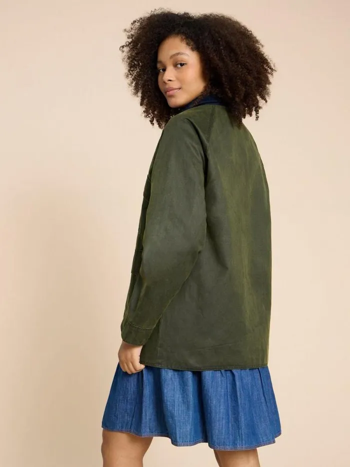 Women Juniper Cotton Jacket Khaki Green White Stuff Coats and Jackets