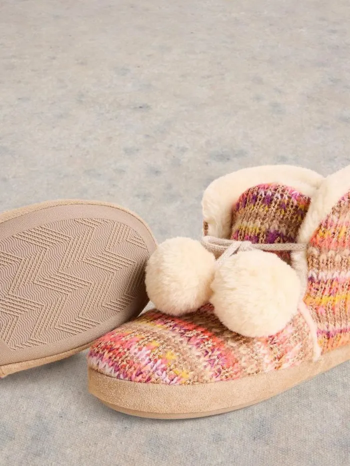 Women Knitted Bootie Slipper Natural Multi White Stuff Nightwear Women Knitted Bootie Slipper Natural Multi White Stuff Nightwear