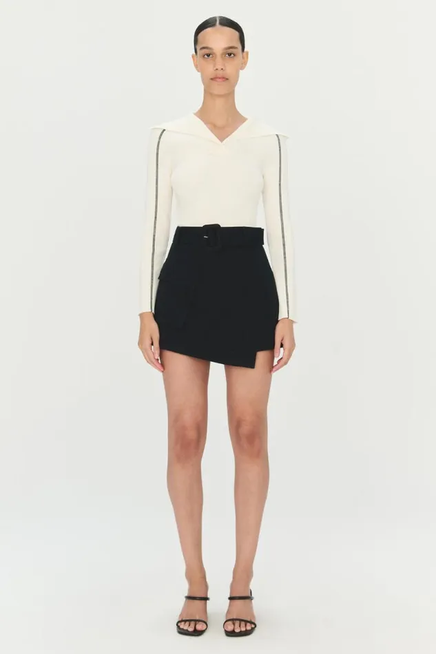 Women Knitwear Jonathan Simkhai Beckie Top Ivory VNeck Long Sleeve Top