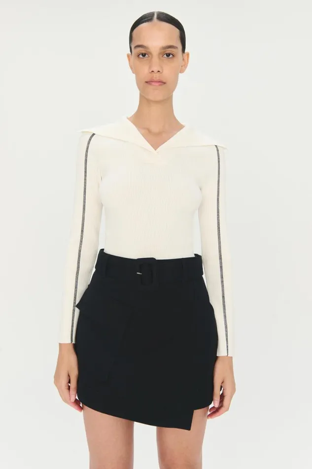 Women Knitwear Jonathan Simkhai Beckie Top Ivory VNeck Long Sleeve Top Women Knitwear Jonathan Simkhai Beckie Top Ivory VNeck Long Sleeve Top