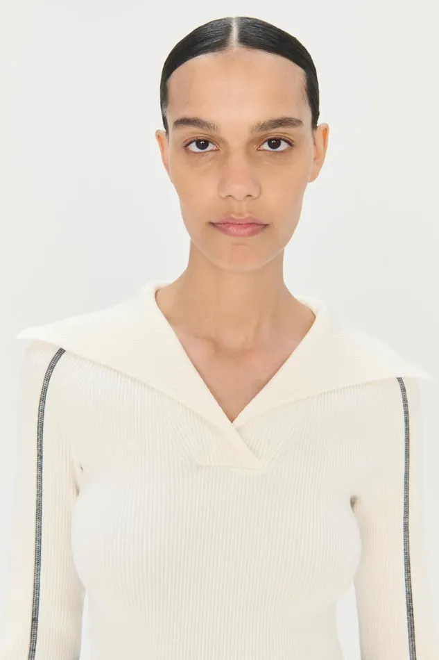 Women Knitwear Jonathan Simkhai Beckie Top Ivory VNeck Long Sleeve Top Women Knitwear Jonathan Simkhai Beckie Top Ivory VNeck Long Sleeve Top