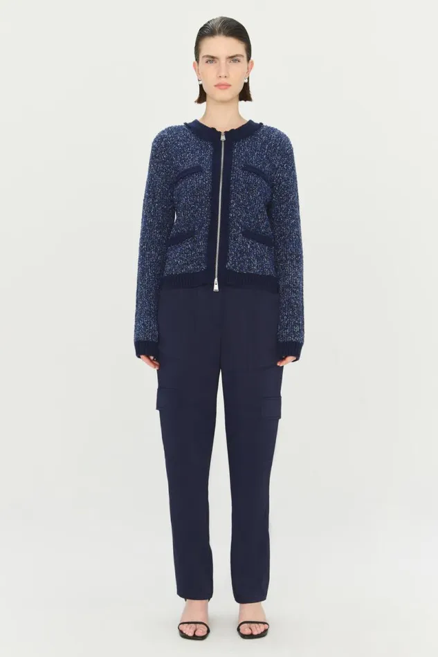 Women Knitwear Jonathan Simkhai Harris Cardigan Blue Multi Zipped Cardigan